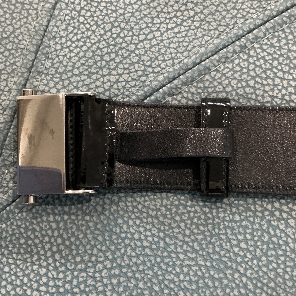 Prada Glossy Black Belt with Silver Buckle - Picture 7 of 11